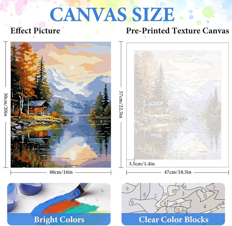 PRASIO Paint by Numbers Kit for Adults Beginner, Landscape Adult Paint by Number Kits on Canvas, DIY Acrylic Watercolor Oil Paint by Number for Adults for Home Decor Gift 16x20 Inch - Image 3